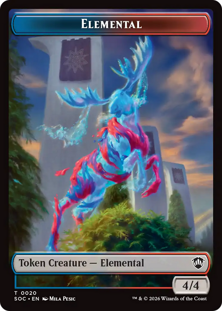 Elemental (0020) // Manifest Double-Sided Token [Secrets of Strixhaven Commander Tokens]